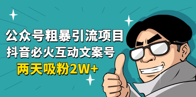 公众号粗暴引流项目：抖音必火互动文案号，两天吸粉2W+（可持续操作）-千木学社