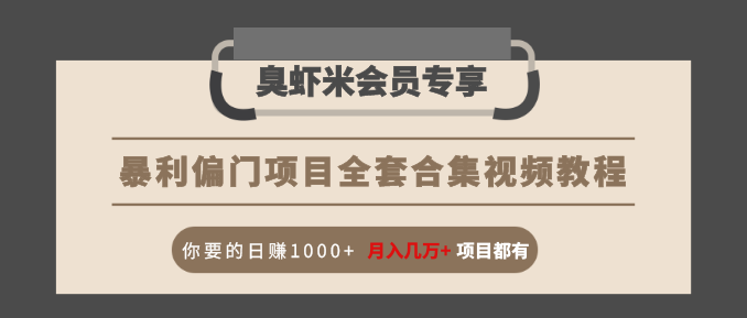 暴利偏门项目全套合集视频教程：你要的日赚1000+月入几万+项目都有-千木学社