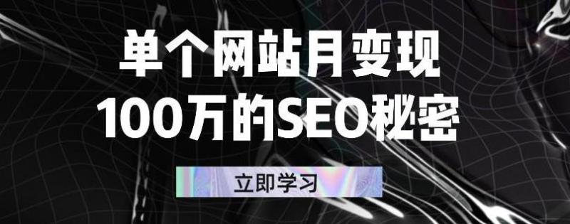 单个网站月变现100万的SEO秘密，百分百做出赚钱站点-千木学社