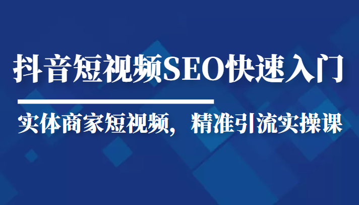 抖音短视频Seo搜索排名优化新手快速入门教程，实体商家短视频，精准引流实操课-千木学社