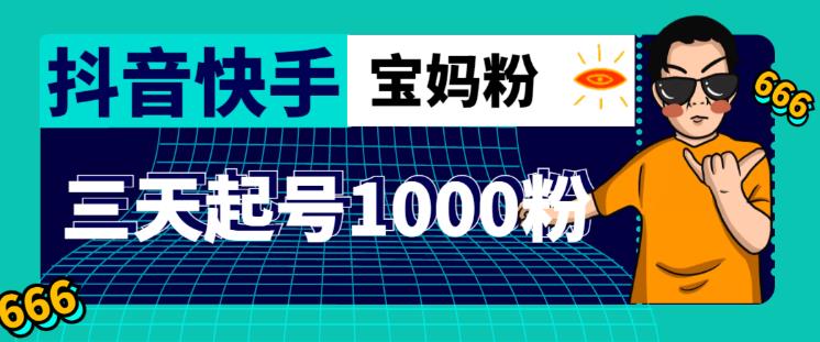 抖音快手三天起号涨粉1000宝妈粉丝的核心方法【详细玩法教程】-千木学社