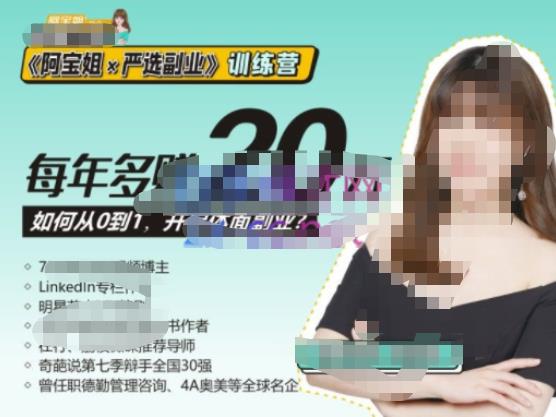 《阿宝姐×严选副业》训练营【Plus版】12期，帮助你找准适合自己的副业，开启斜杠人生-千木学社