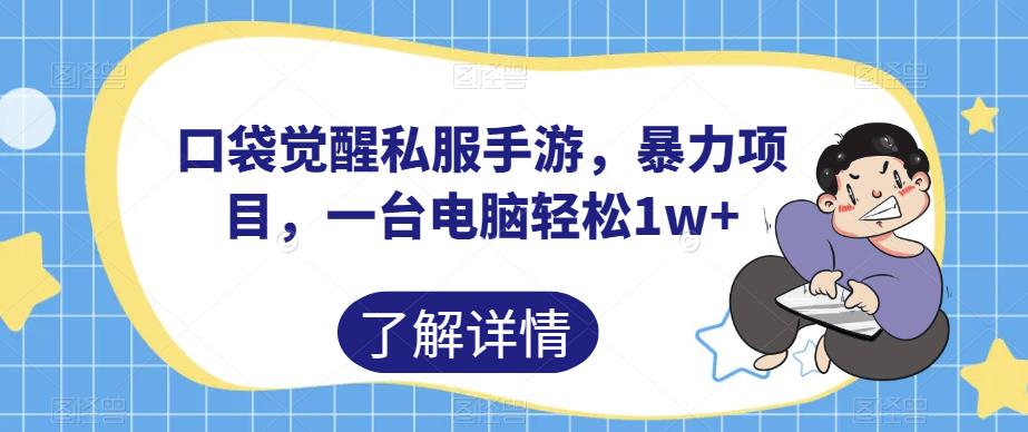 口袋觉醒私服手游，暴力项目，一台电脑轻松1w+【揭秘】-千木学社