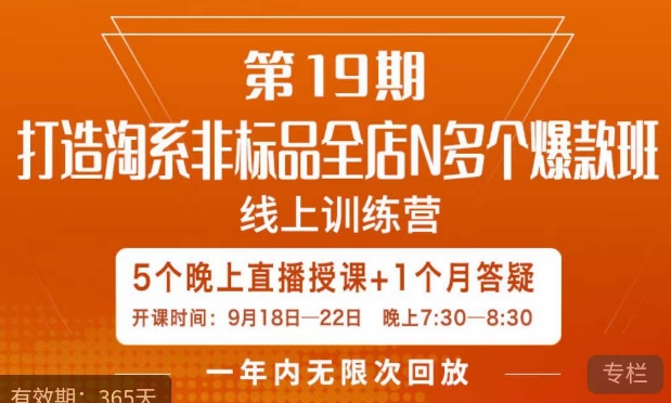 打造淘系非标全店N多个爆款线上课，​5天直播课-千木学社