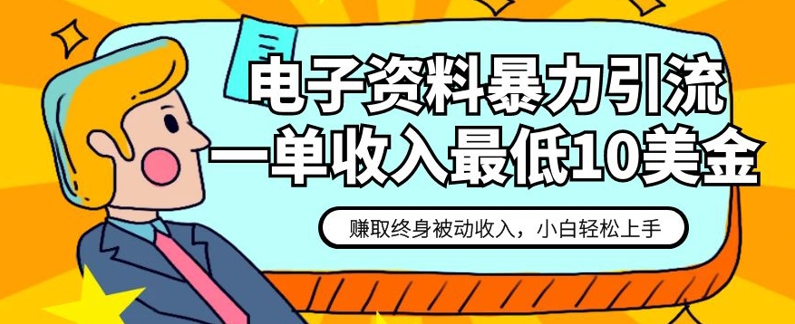 电子资料暴力引流，一单最低10美金，赚取终身被动收入，保姆级教程【揭秘】-千木学社