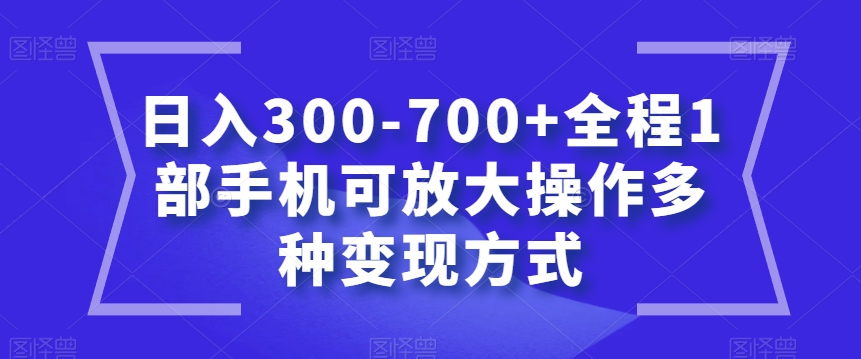日入300-700+全程1部手机可放大操作多种变现方式【揭秘】-千木学社