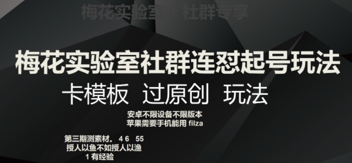 梅花实验室社群连怼起号玩法，卡模板过原创玩法【揭秘】-千木学社