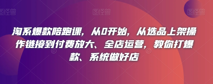 淘系爆款陪跑课，从0开始，从选品上架操作链接到付费放大、全店运营，教你打爆款、系统做好店-千木学社