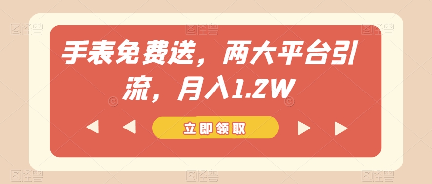 手表免费送，两大平台引流，月入1.2W【揭秘】-千木学社