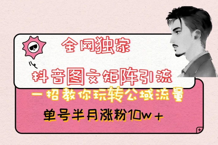 全网独家抖音图文矩阵引流，一招教你玩转公域流量，单号半月涨粉10w+【揭秘】-千木学社