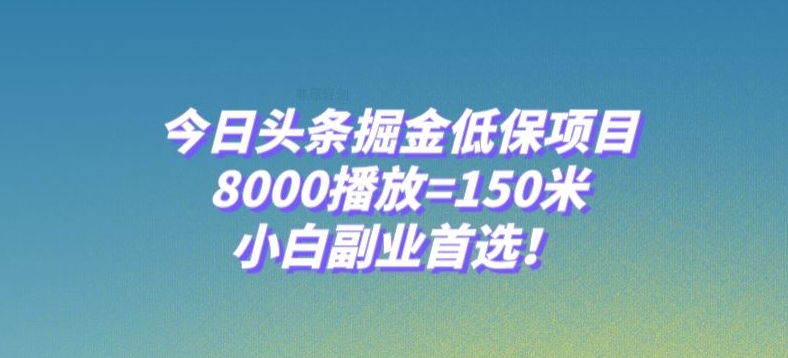 今日头条掘金低保项目，8000播放=150米，小白副业首选【揭秘】-千木学社