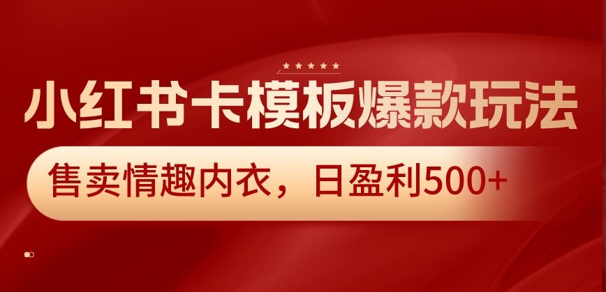小红书卡模板爆款玩法，售卖情趣内衣，日盈利500+【揭秘】-千木学社