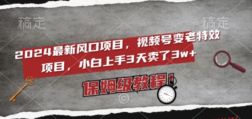 2024最新风口项目，视频号变老特效项目，电脑小白上手3天卖了3w+，保姆级教程【揭秘】-千木学社