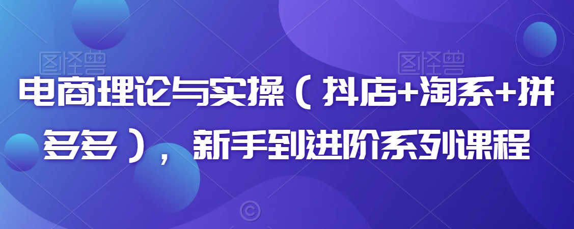 电商理论与实操（抖店+淘系+拼多多），新手到进阶系列课程-千木学社