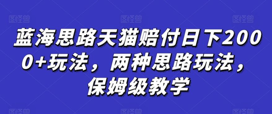 蓝海思路天猫赔付日下2000+玩法，两种思路玩法，保姆级教学【仅揭秘】-千木学社