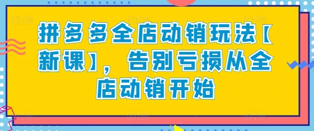 拼多多全店动销玩法【新课】，告别亏损从全店动销开始-千木学社