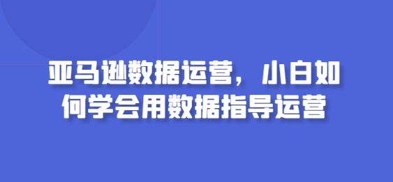 亚马逊数据运营，小白如何学会用数据指导运营-千木学社