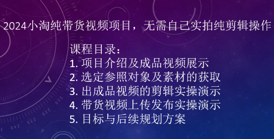 2024小淘纯带货视频项目，无需自己实拍纯剪辑操作-千木学社