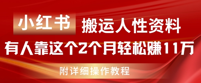小红书搬运人性资料，有人靠这个2个月轻松赚11w，附教程【揭秘】-千木学社