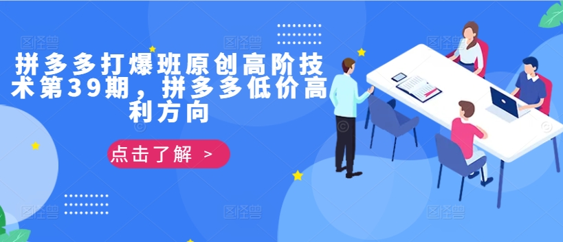 拼多多打爆班原创高阶技术第39期，拼多多低价高利方向-千木学社