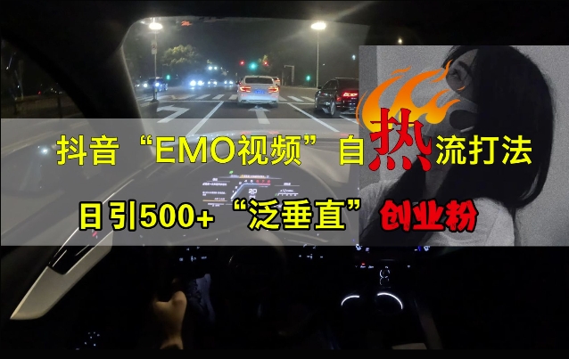 抖音EMO视频自热打法，日引500+“泛垂直”创业粉-千木学社
