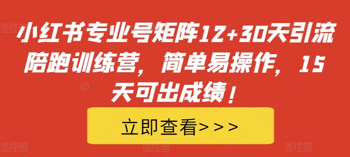 小红书专业号矩阵12+30天引流陪跑训练营，简单易操作，15天可出成绩!-千木学社