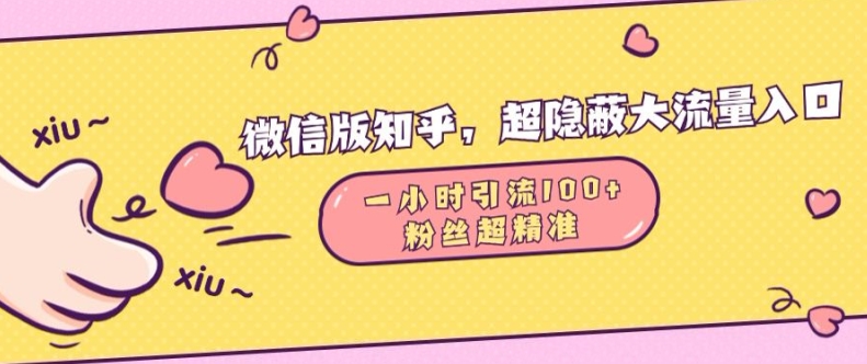微信版知乎，超隐蔽流量入口1小时引流100人，粉丝质量超高【揭秘】-千木学社